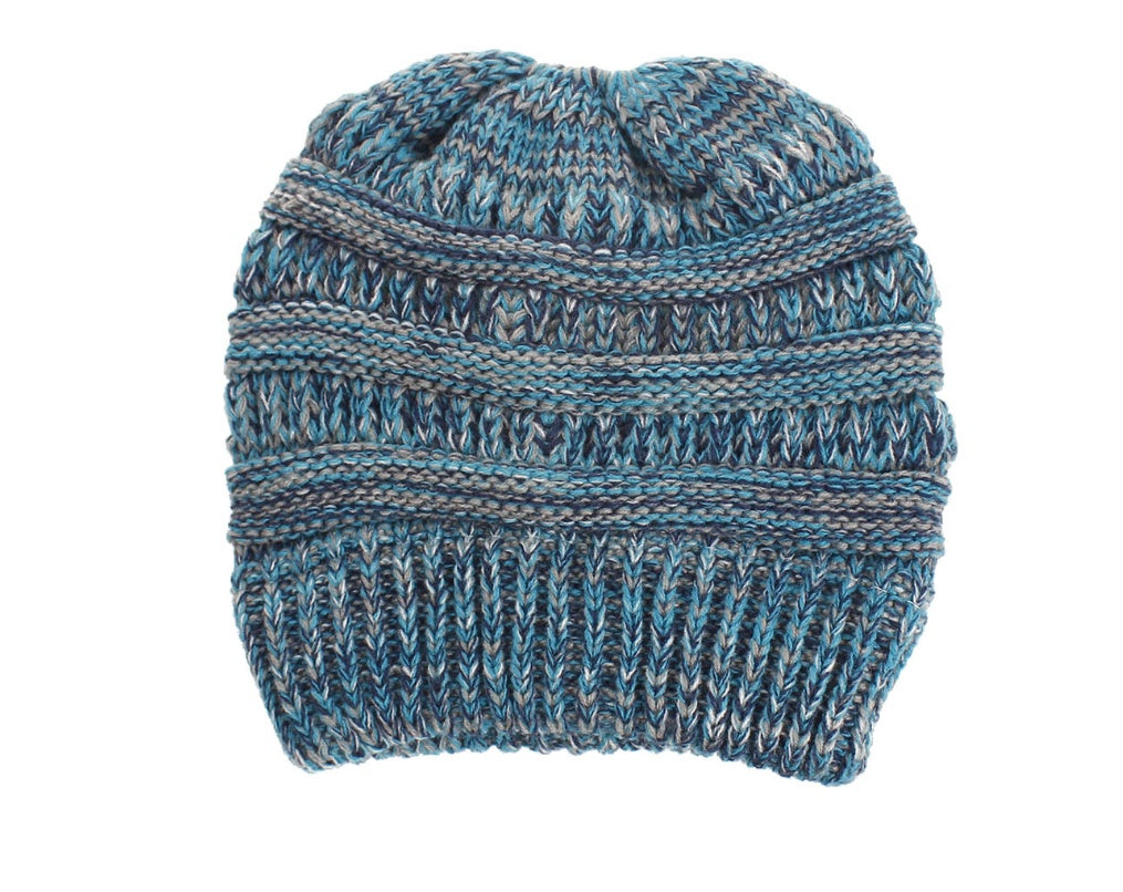 Mixed Color Knitted Wool Hat Ladies Non-labeled Ponytail Hat - ShoreCo.Shop