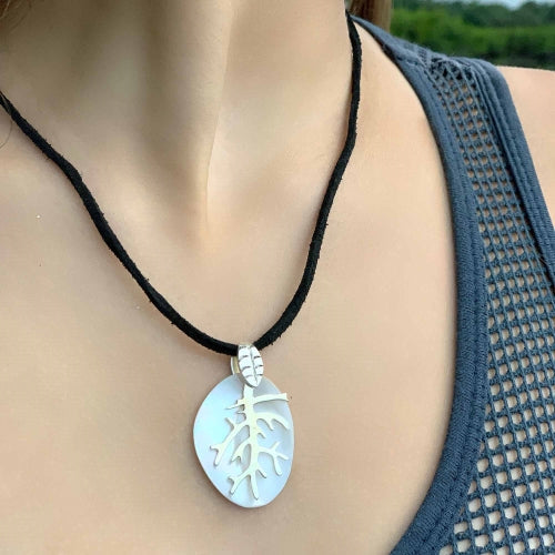 Pendant, Silver Branches on Mother of Pearl    Home Decor Supply | Online Retail | ShoreShopper.com