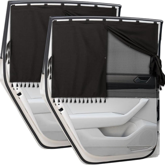 [Magnetic Car Window Shades] 2-Layer Magnetic Car Window Shades - Mesh & Blackout Fabric, Tassel Design for Side/Back Windows - Block UV Rays Privacy Curtain    Home Decor Supply | Online Retail | ShoreShopper.com
