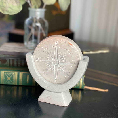 Compass Soapstone Sculpture, Light Gray Stone    Home Decor Supply | Online Retail | ShoreShopper.com
