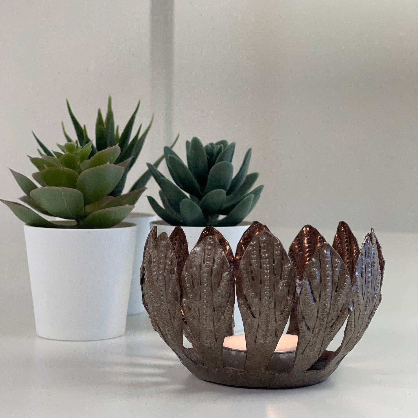 Decorative Drum Art Bowl or Votive, Mango Leaf    Home Decor Supply | Online Retail | ShoreShopper.com
