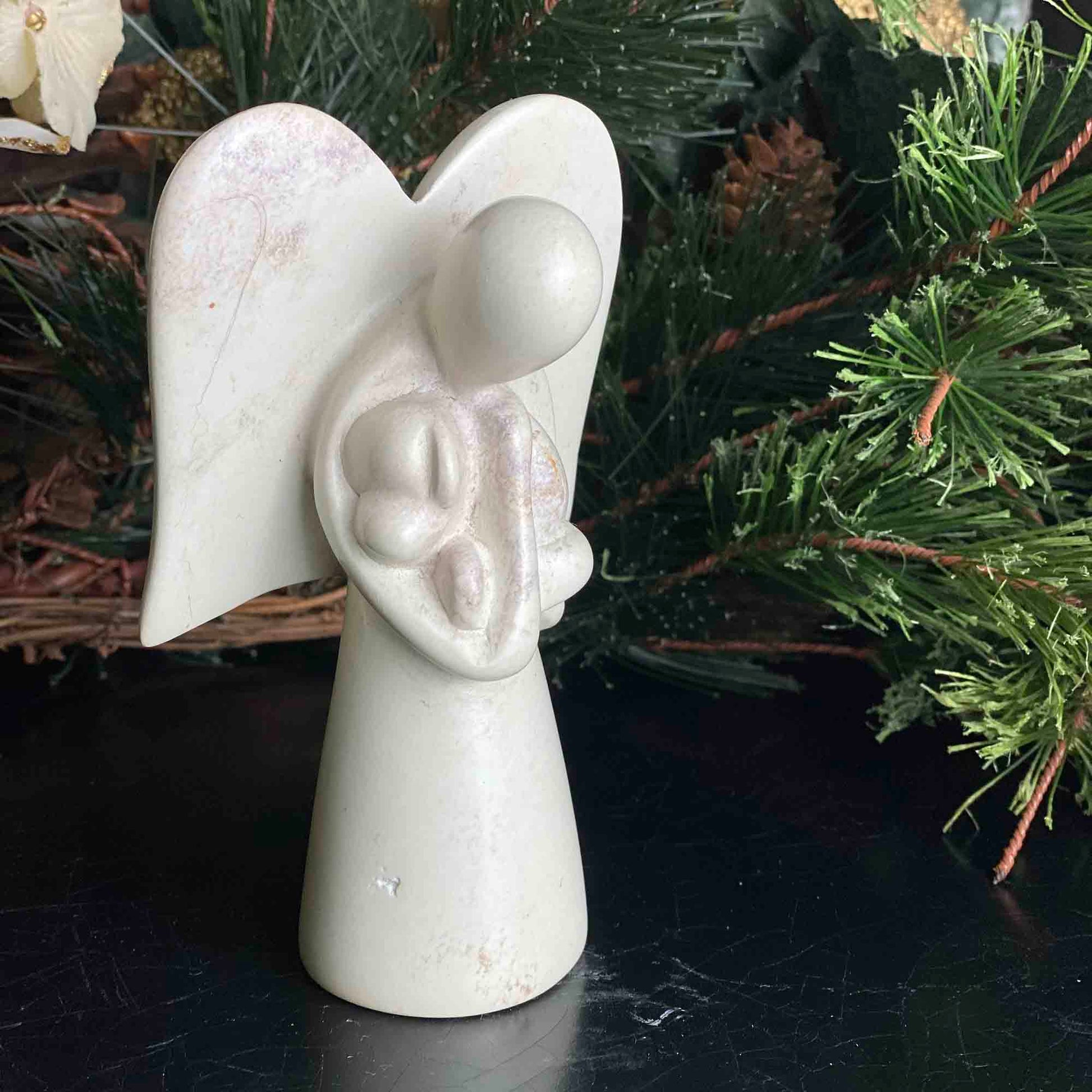 Angel Soapstone Sculpture Holding Dog    Home Decor Supply | Online Retail | ShoreShopper.com