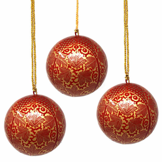 Handpainted Ornaments, Gold Chinar Leaves - Pack of 3    Home Decor Supply | Online Retail | ShoreShopper.com