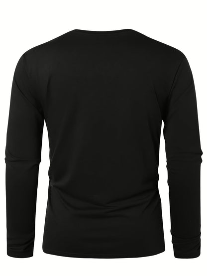 Men'S 3D Digital Printing Crew Neck Long-sleeved T-shirt | Casual Style, Slight Stretch Fabric, All Over Print, Regular Fit, Ideal for Fall/Winter, Perfect Gift for Family and Friends    Home Decor Supply | Online Retail | ShoreShopper.com