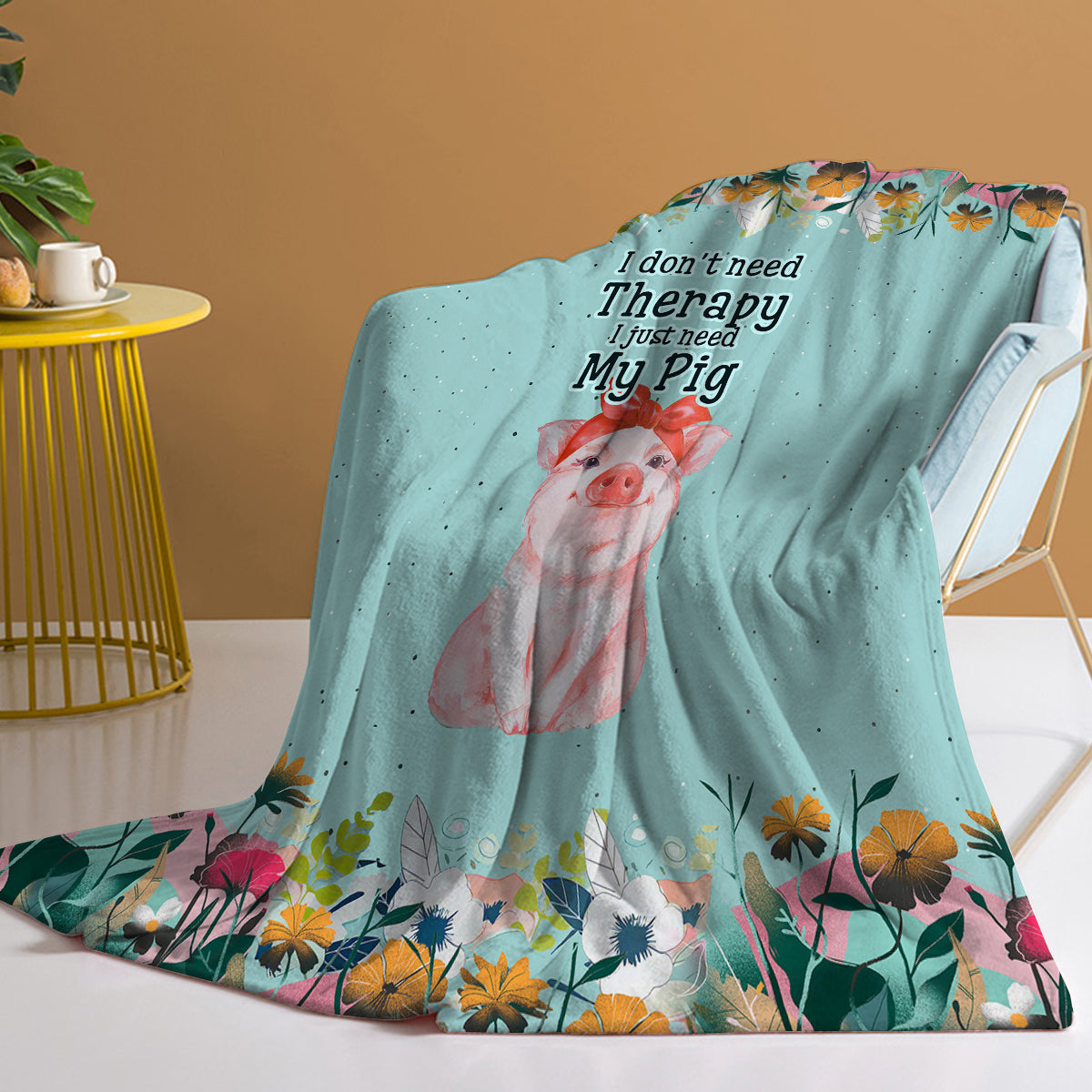 1pc Cute Blue Background Pig Soft Printed Flannel Sofa Blanket, Comfortable And Warm For Home Use, Suitable For Bed, Sofa, Camping And Multi Scene Seasonal Use    Home Decor Supply | Online Retail | ShoreShopper.com