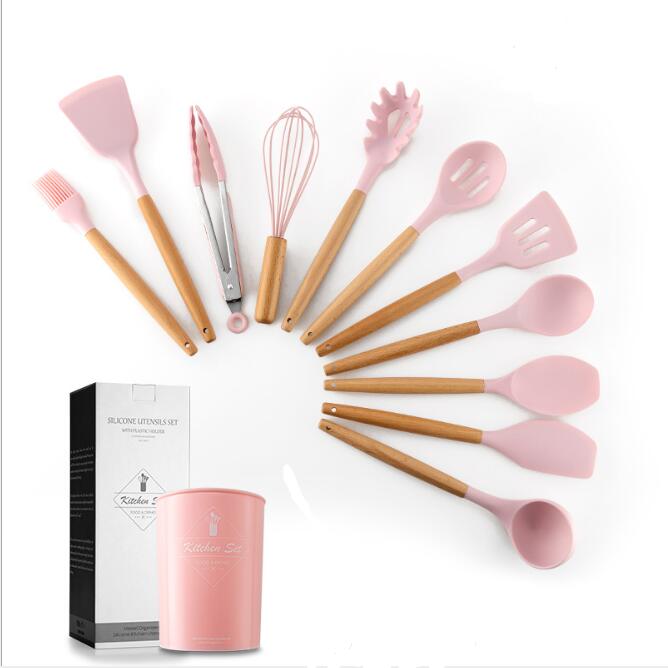 Silicone Kitchenware With Wooden Handle - ShoreCo.Shop