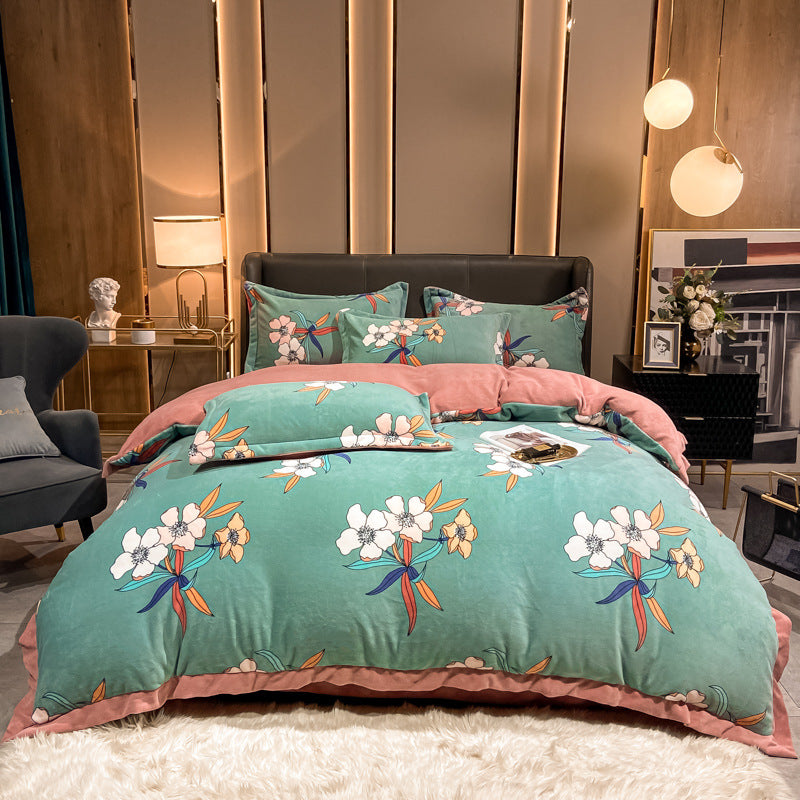 Fashionable Nordic Thick Warm Double-sided Velvet Bed Sheet    Home Decor Supply | Online Retail | ShoreShopper.com