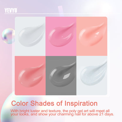 6 PCS Poly Gel Nail Kit With UV Lamp, Nail Brush And Nail Forms Top Base Coat Builder Nails Art Tools - ShoreCo.Shop