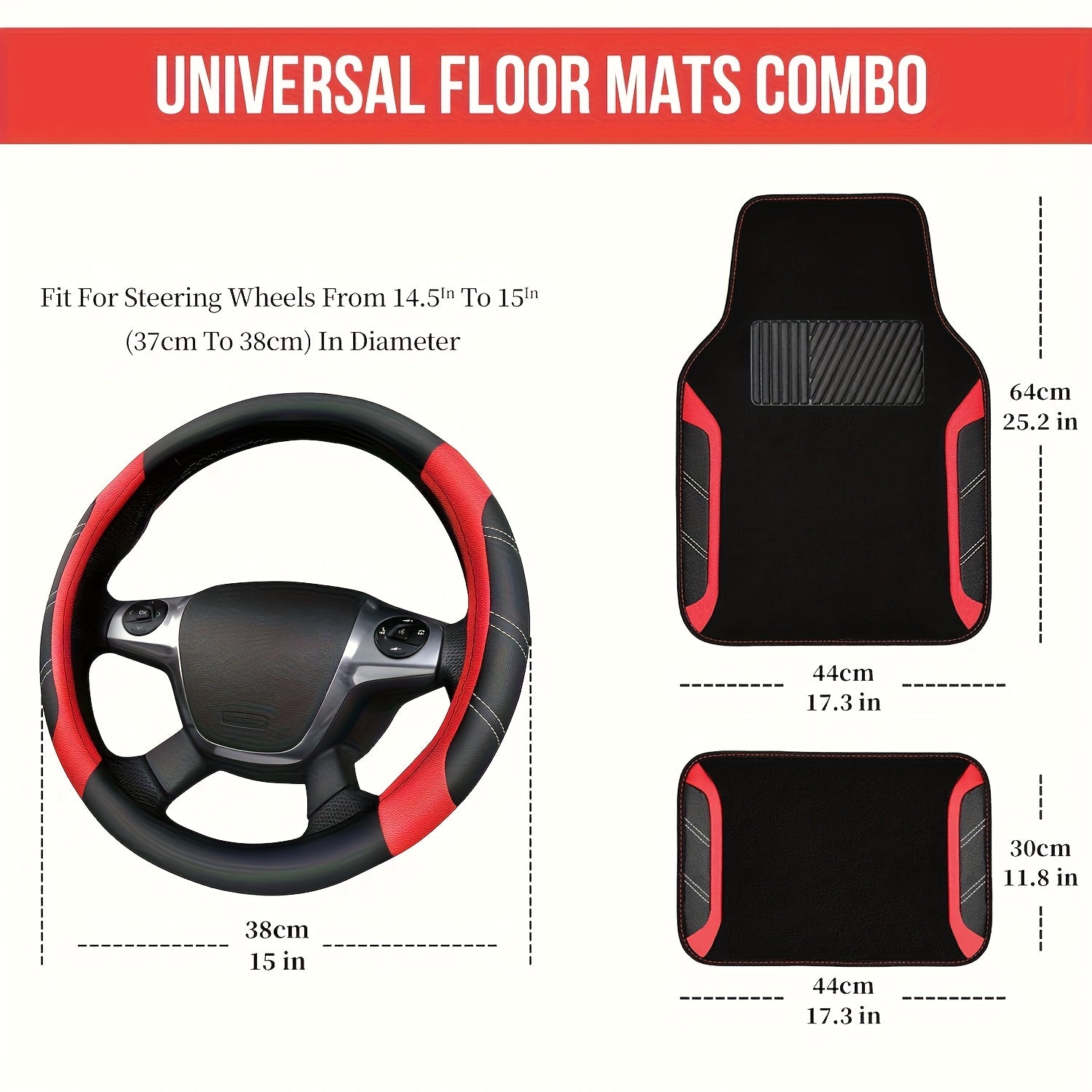 Steering Wheel Cover And Waterproof Car Floor Mats, Microfiber Universal Car Combo Fit for 95% Sedan, SUV, Cars, 14.5-15inch Sporty Anti-Slip Safety Comfortable Design    Home Decor Supply | Online Retail | ShoreShopper.com
