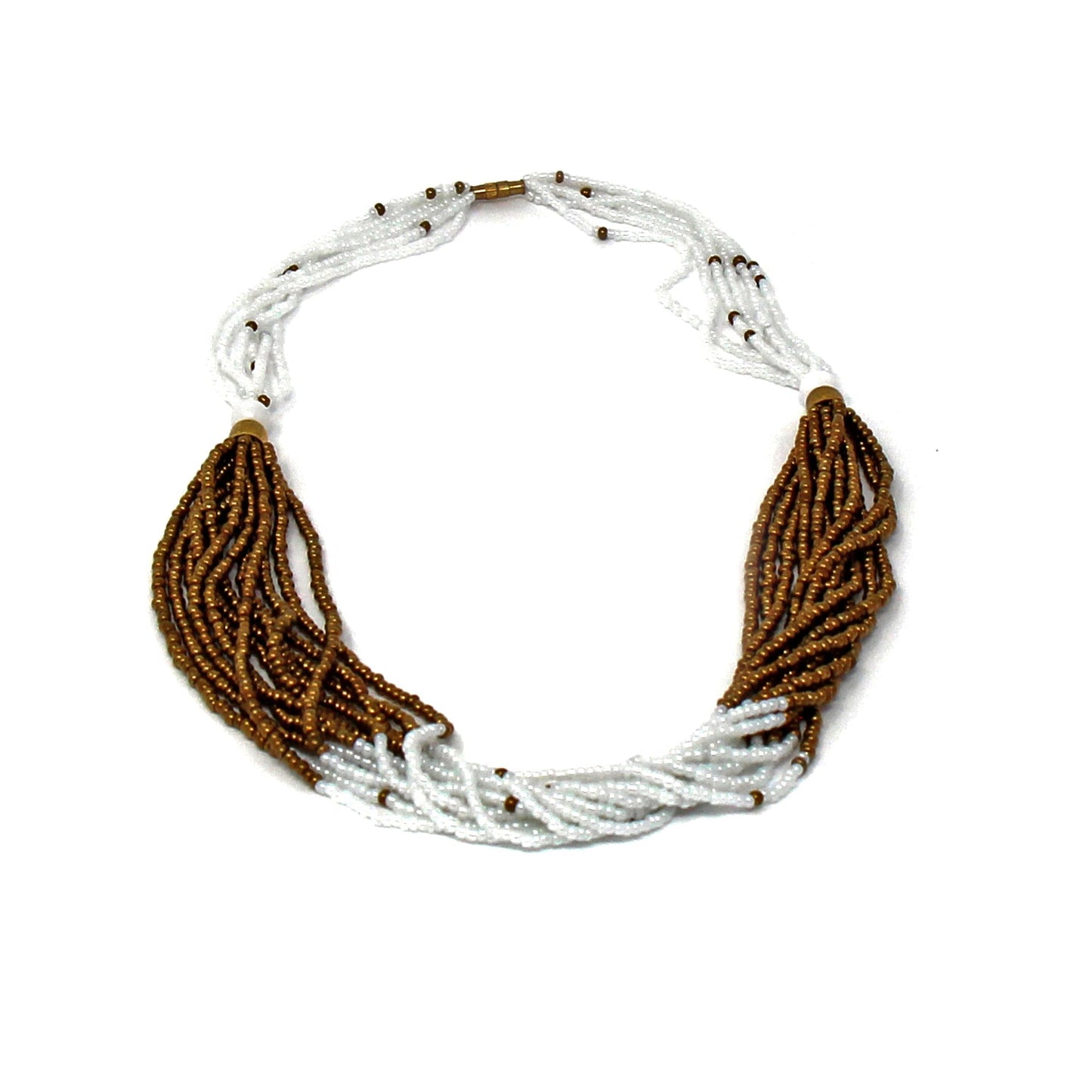 Multistrand Maasai Bead Necklace, White and Gold    Home Decor Supply | Online Retail | ShoreShopper.com