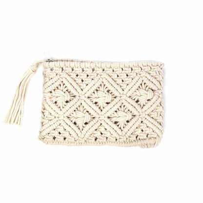 Macrame Clutch with Tassel, Cream    Home Decor Supply | Online Retail | ShoreShopper.com