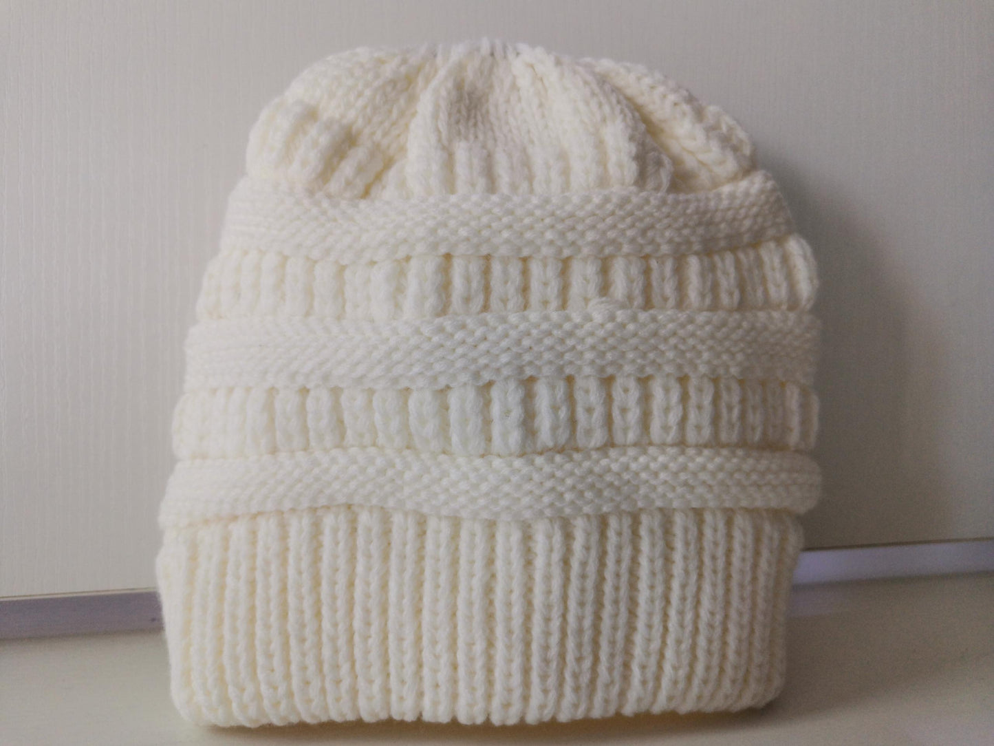 Mixed Color Knitted Wool Hat Ladies Non-labeled Ponytail Hat - ShoreCo.Shop