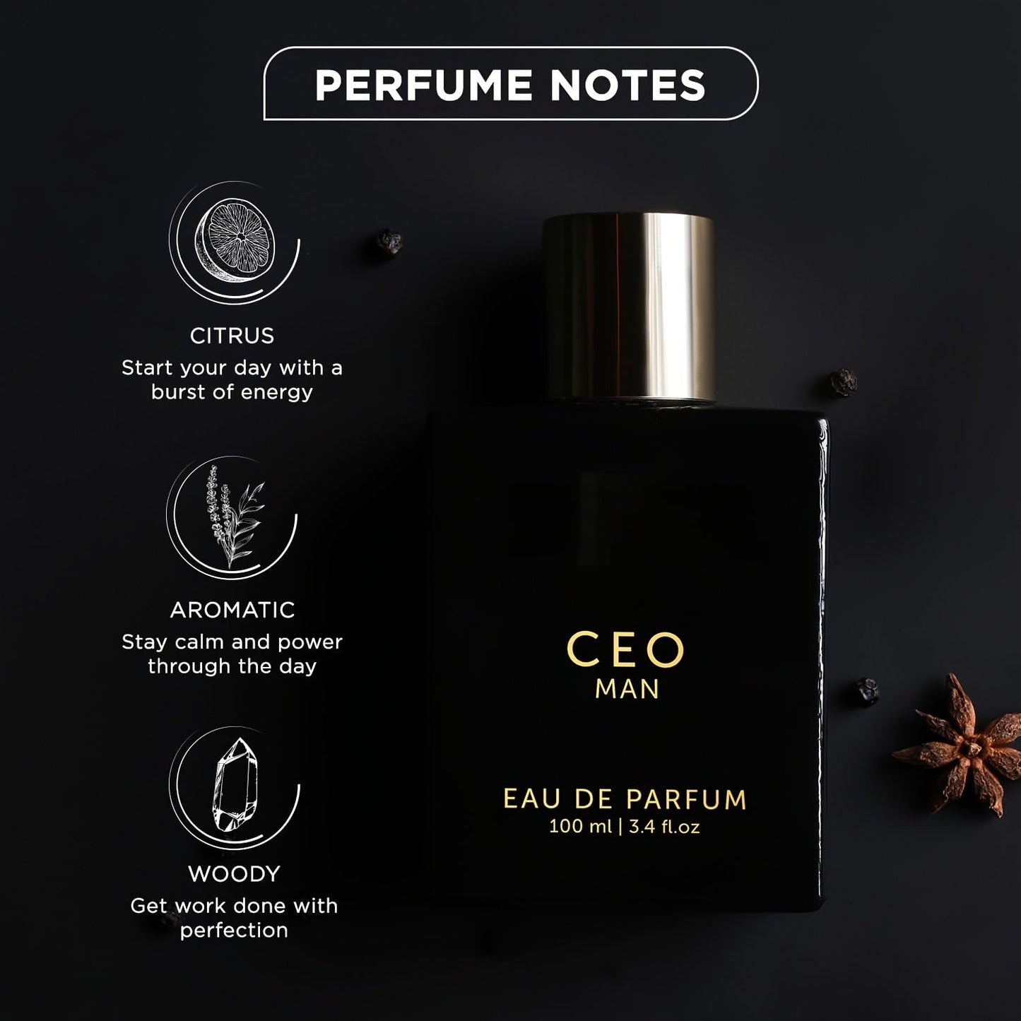 Luxury CEO&G.O.A.T. Man Perfume for Men | 3.4oz, Vanilla Scented, Oriental Fragrance Note    Home Decor Supply | Online Retail | ShoreShopper.com