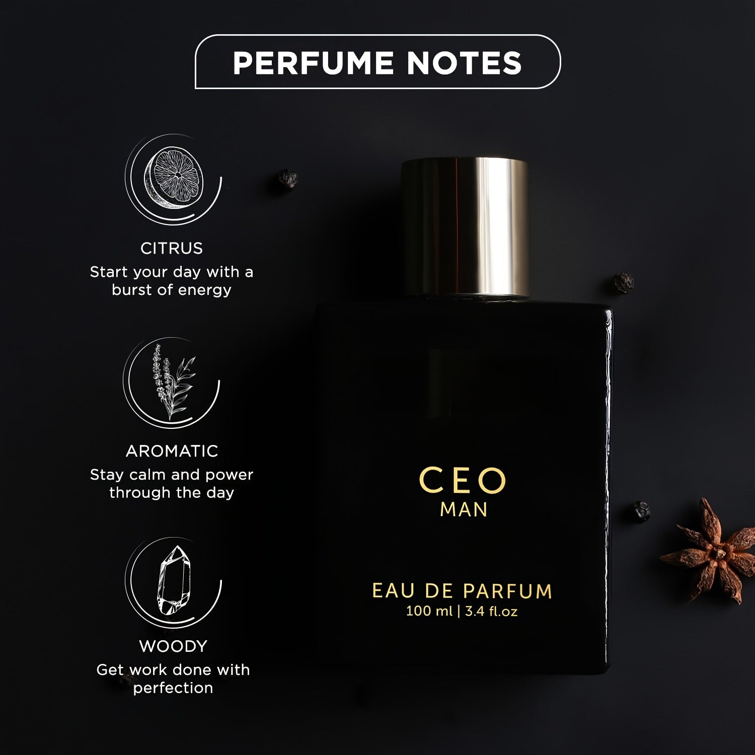 Luxury CEO&G.O.A.T. Man Perfume for Men | 3.4oz, Vanilla Scented, Oriental Fragrance Note    Home Decor Supply | Online Retail | ShoreShopper.com