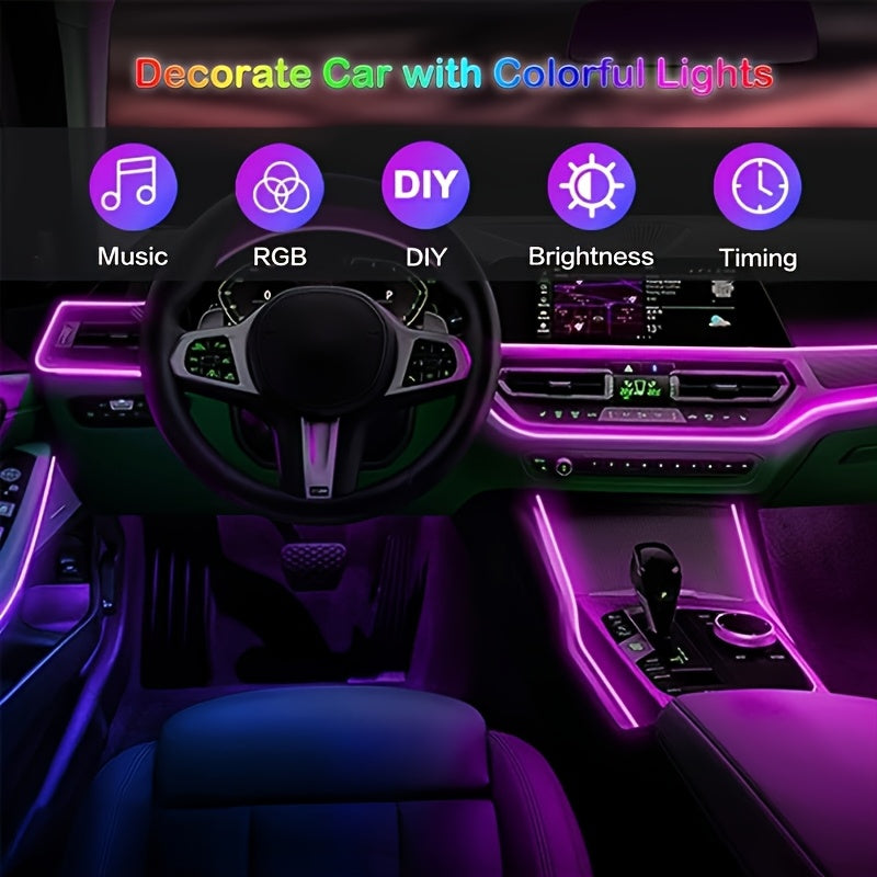 3m Interior Automotive Neon (center Console + Dashboard) with Matching Armrest Storage Box, RGB LED Light Strips for Environmental Application Control    Home Decor Supply | Online Retail | ShoreShopper.com