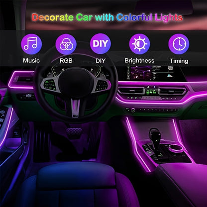 3m Interior Automotive Neon (center Console + Dashboard) with Matching Armrest Storage Box, RGB LED Light Strips for Environmental Application Control    Home Decor Supply | Online Retail | ShoreShopper.com