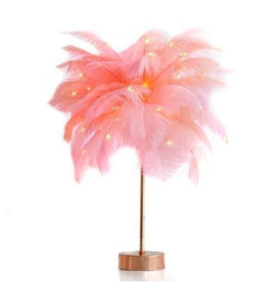 Nordic Feather Table Lamp w/ Remote Control - Dimmable LED Bedside Light - ShoreCo.Shop