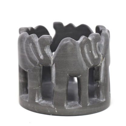 Circle of Elephants Soapstone Sculpture, 3 to 3.5-inch - Dark Stone    Home Decor Supply | Online Retail | ShoreShopper.com