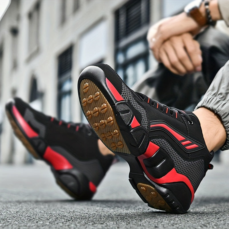 Men'S Lace-Up Sneakers - Thick Cushioned Platform Shoes with Non-Slip Rubber Sole, Low-Top Lace-Up Design in Black/White/Orange Accents - All-Season Walking Shoes for Everyday, Office, Formal Events - Durable Casual Footwear    Home Decor Supply | Online Retail | ShoreShopper.com