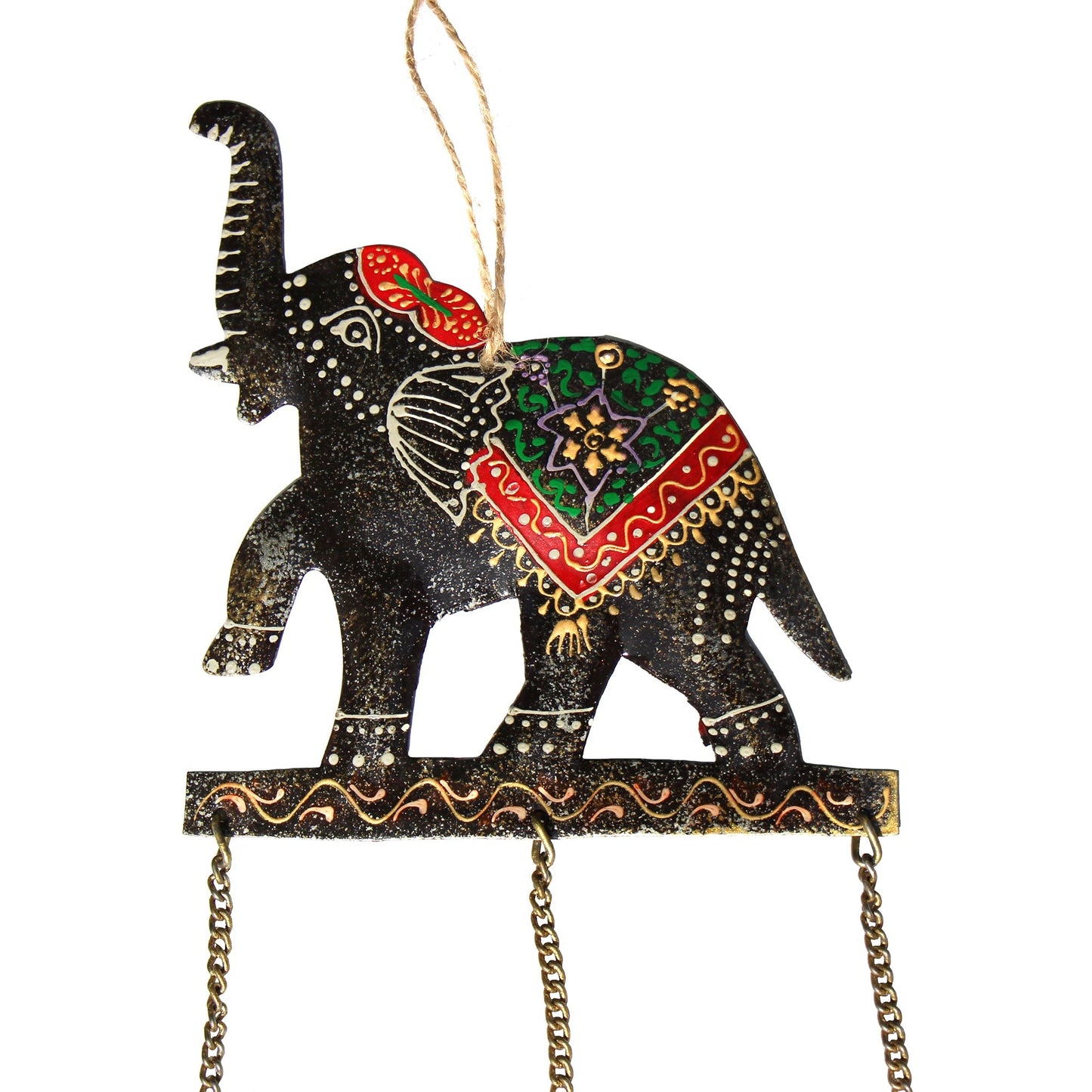 Embossed Elephant Chime, Hand-painted Recycled Iron    Home Decor Supply | Online Retail | ShoreShopper.com