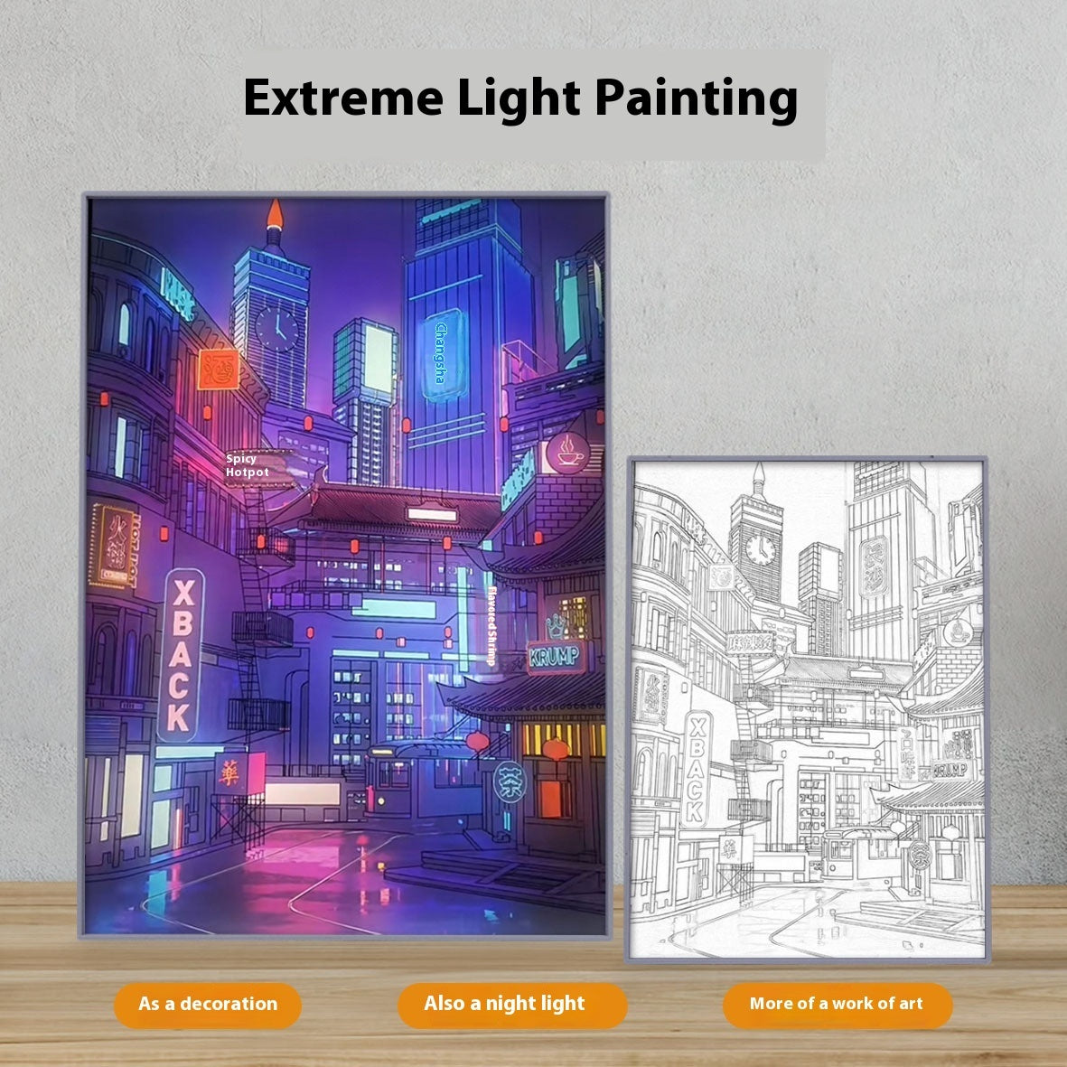 Changsha Night View Light Painting Desktop Two-dimensional Sketch Atmosphere Three-color Led Luminous Paint    Home Decor Supply | Online Retail | ShoreShopper.com