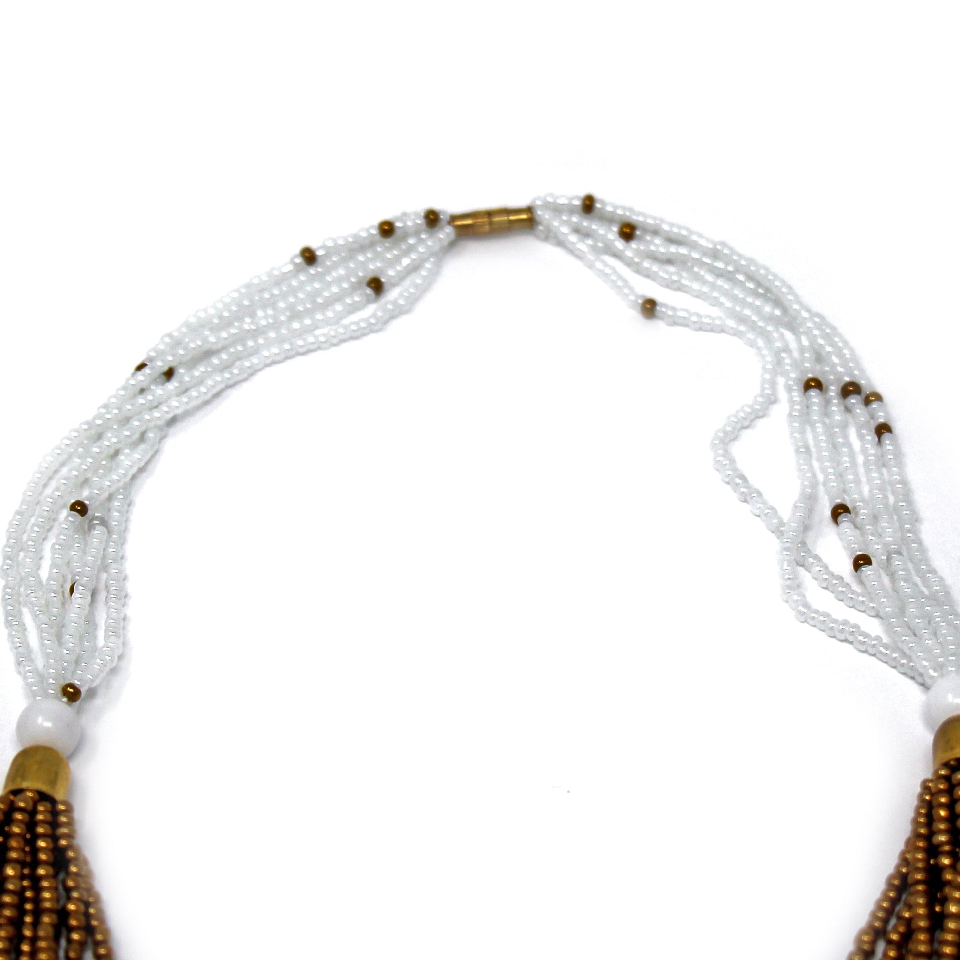Multistrand Maasai Bead Necklace, White and Gold    Home Decor Supply | Online Retail | ShoreShopper.com