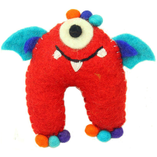Hand Felted One-Eyed Red Tooth Monster with Wings - Global Groove    Home Decor Supply | Online Retail | ShoreShopper.com