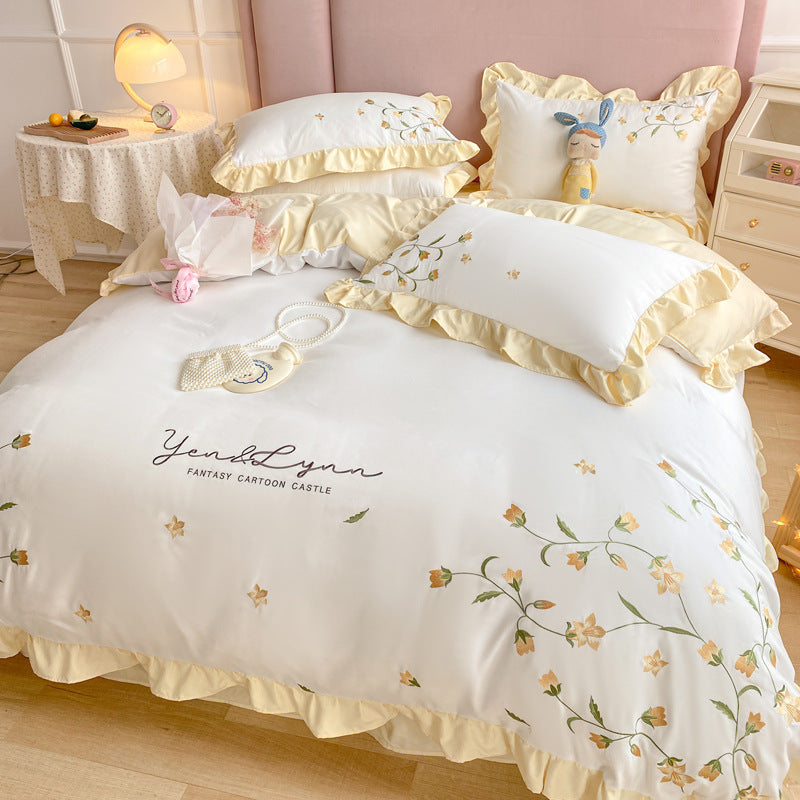 Four-piece Embroidered Quilt Cover For Washed Cotton Bed    Home Decor Supply | Online Retail | ShoreShopper.com