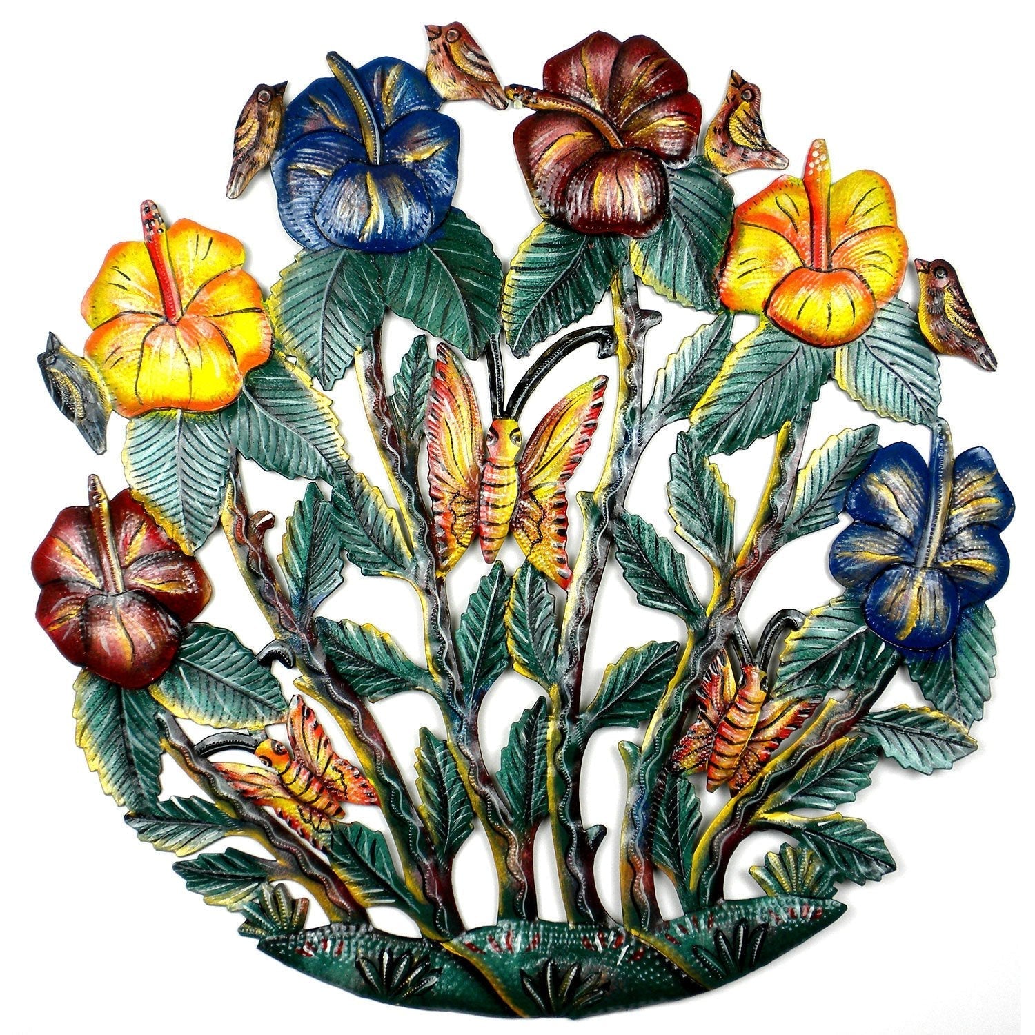 Painted Flower Garden Metal Wall Art - Croix des Bouquets    Home Decor Supply | Online Retail | ShoreShopper.com