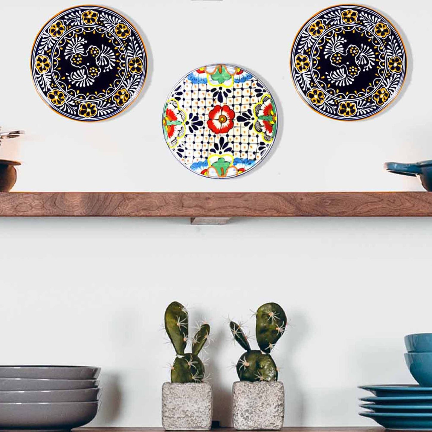 Handmade Pottery 8" Trivet or Wall Hanging, Blue - Encantada    Home Decor Supply | Online Retail | ShoreShopper.com