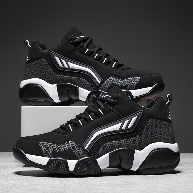 Men'S Lace-Up Sneakers - Thick Cushioned Platform Shoes with Non-Slip Rubber Sole, Low-Top Lace-Up Design in Black/White/Orange Accents - All-Season Walking Shoes for Everyday, Office, Formal Events - Durable Casual Footwear    Home Decor Supply | Online Retail | ShoreShopper.com