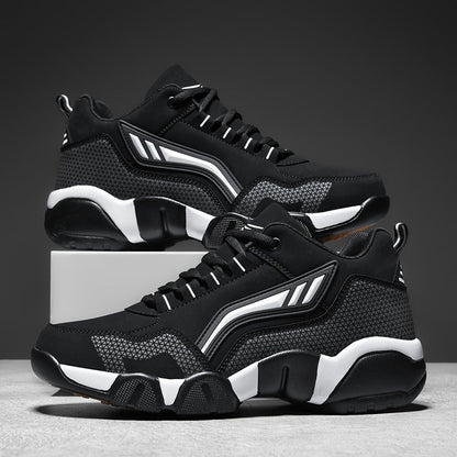 Men'S Lace-Up Sneakers - Thick Cushioned Platform Shoes with Non-Slip Rubber Sole, Low-Top Lace-Up Design in Black/White/Orange Accents - All-Season Walking Shoes for Everyday, Office, Formal Events - Durable Casual Footwear    Home Decor Supply | Online Retail | ShoreShopper.com