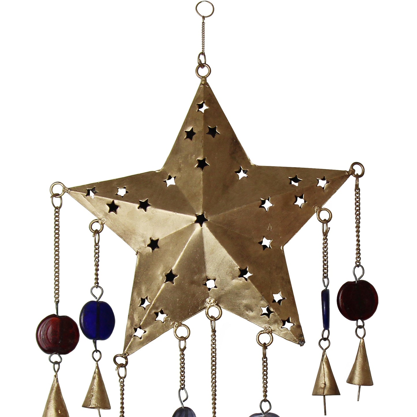 Handcrafted Ornate Star Chime, Recycled Iron and Glass Beads    Home Decor Supply | Online Retail | ShoreShopper.com