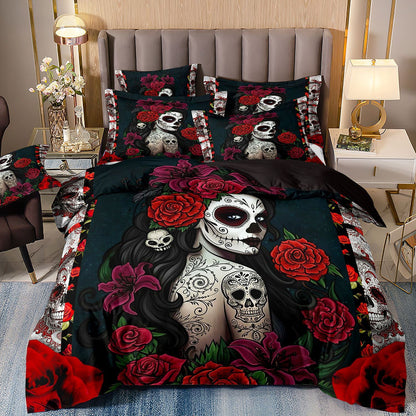 Home Textile Bedding Skull Beauty Printed Quilt Cover Bed Sheet Three-piece Set    Home Decor Supply | Online Retail | ShoreShopper.com