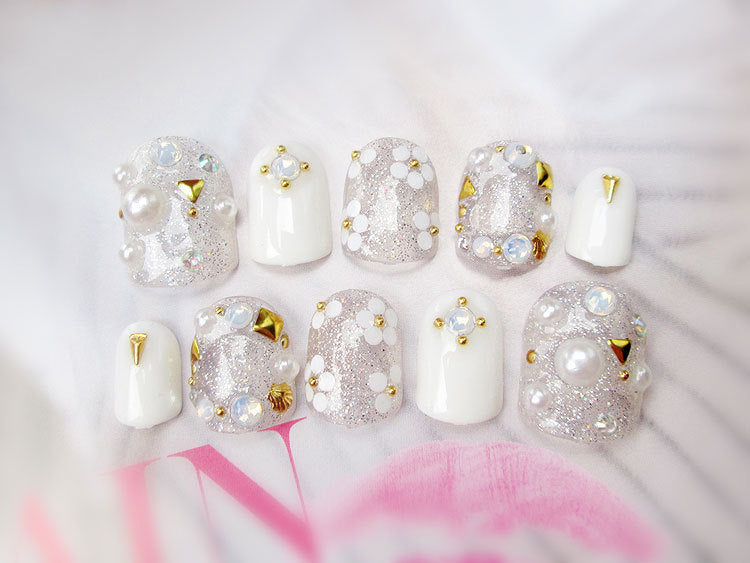 Finished Nail Art Magazine Style Beautiful Bride Fake Nails    Home Decor Supply | Online Retail | ShoreShopper.com