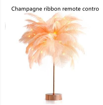 Nordic Feather Table Lamp w/ Remote Control - Dimmable LED Bedside Light - ShoreCo.Shop