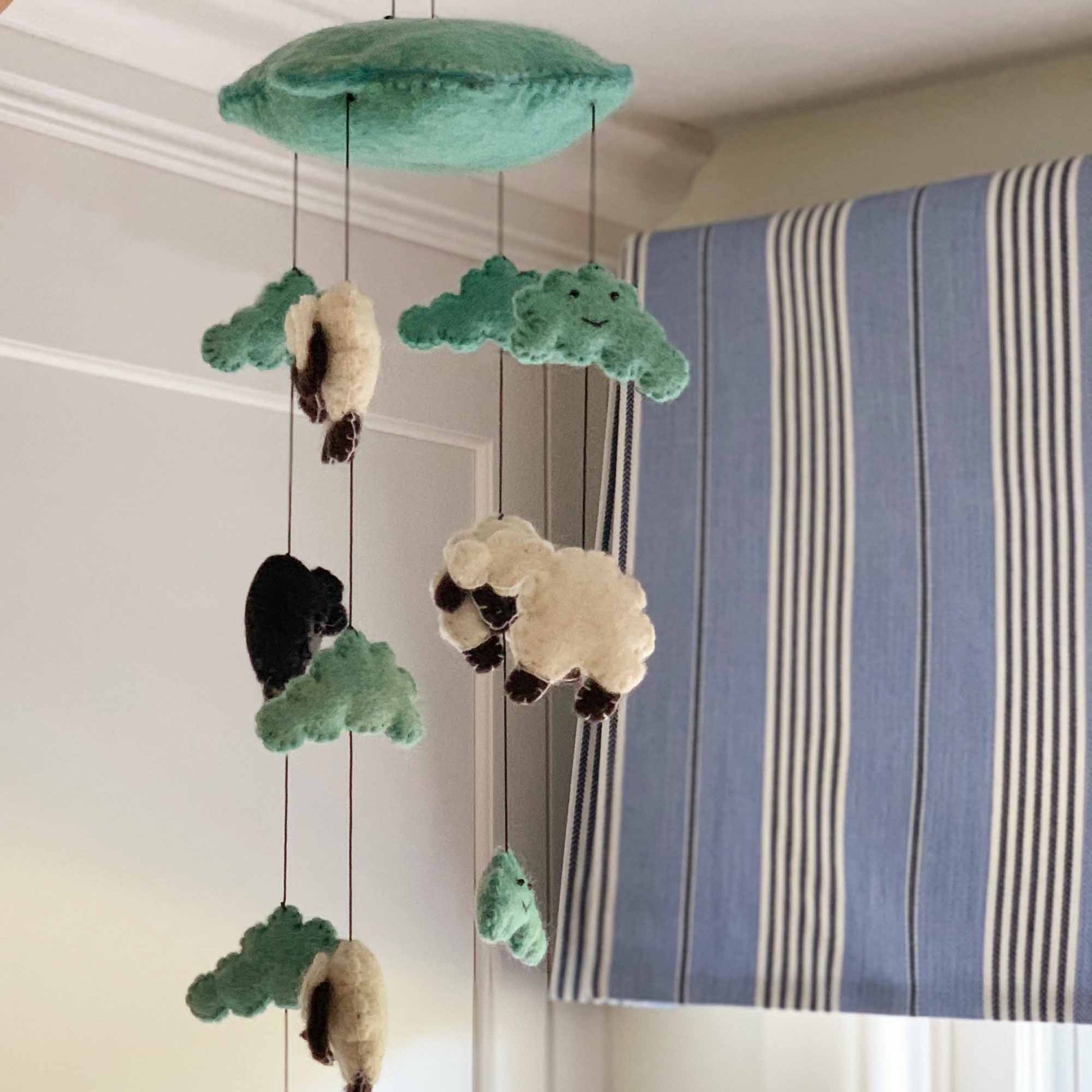 Blue Felt Counting Sheep Mobile - Global Groove    Home Decor Supply | Online Retail | ShoreShopper.com