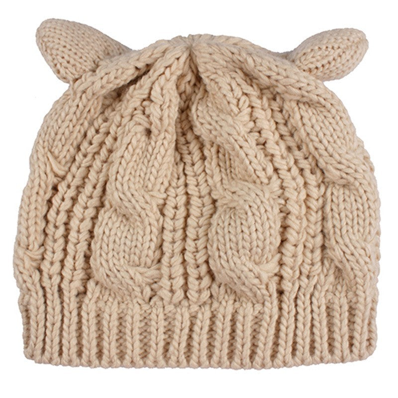 Hand Made 3D Cute Knitted Cat Ear Beanie For Winter - ShoreCo.Shop