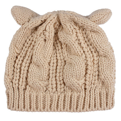 Hand Made 3D Cute Knitted Cat Ear Beanie For Winter - ShoreCo.Shop