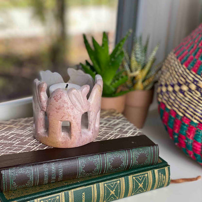 Circle of Elephants Soapstone Sculpture, 3 to 3.5-inch - Light Natural Stone    Home Decor Supply | Online Retail | ShoreShopper.com