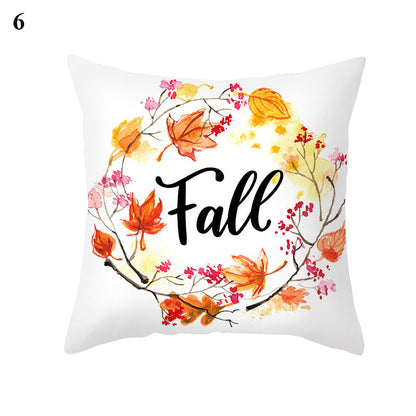 Maple Pumpkin Print Thanksgiving Peach Skin Pillowcase    Home Decor Supply | Online Retail | ShoreShopper.com