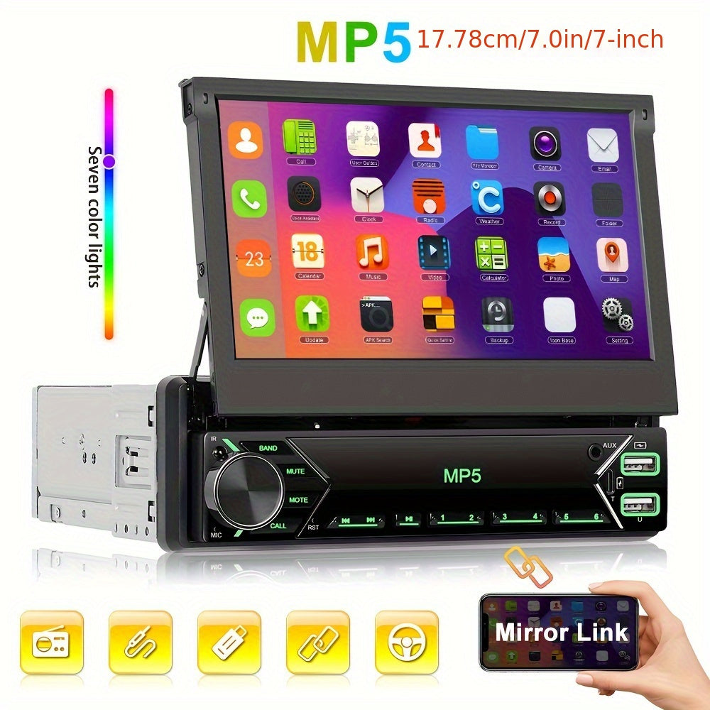 7" HD Retractable Touch Screen Car Stereo - Single Din MP5 Player with Mirror Link    Home Decor Supply | Online Retail | ShoreShopper.com