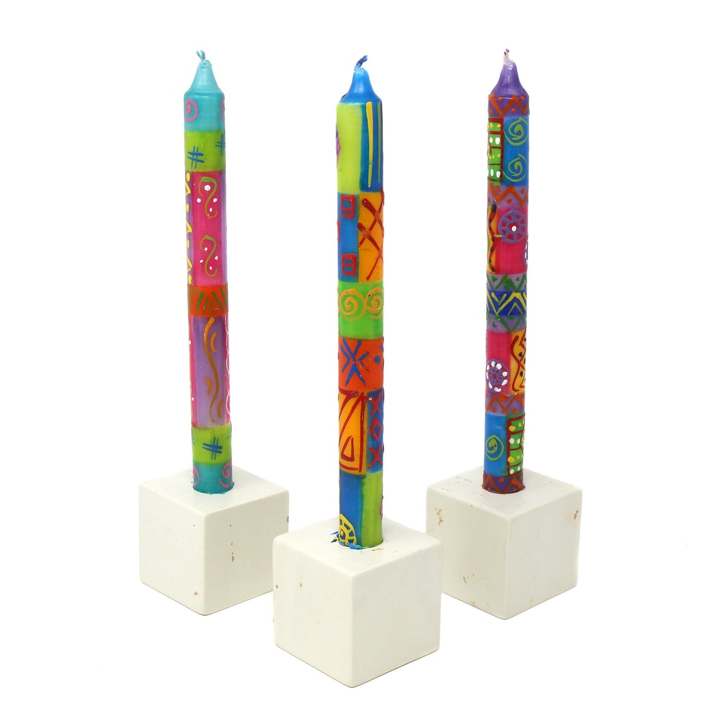 Tall Hand Painted Candles - Three in Box - Shahida Design    Home Decor Supply | Online Retail | ShoreShopper.com