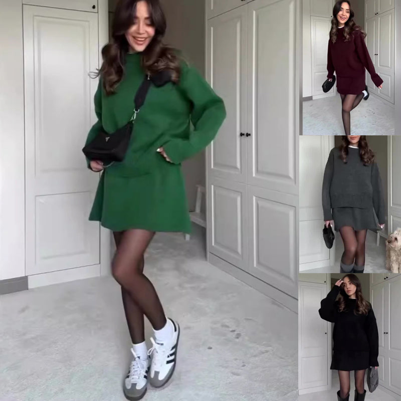 Sweater Skirt Sets For Women 2 Pieces Knit Casual Versatile Long Sleeve Pullover Elegant Solid High Waist Mini Skirt Outfit    Home Decor Supply | Online Retail | ShoreShopper.com