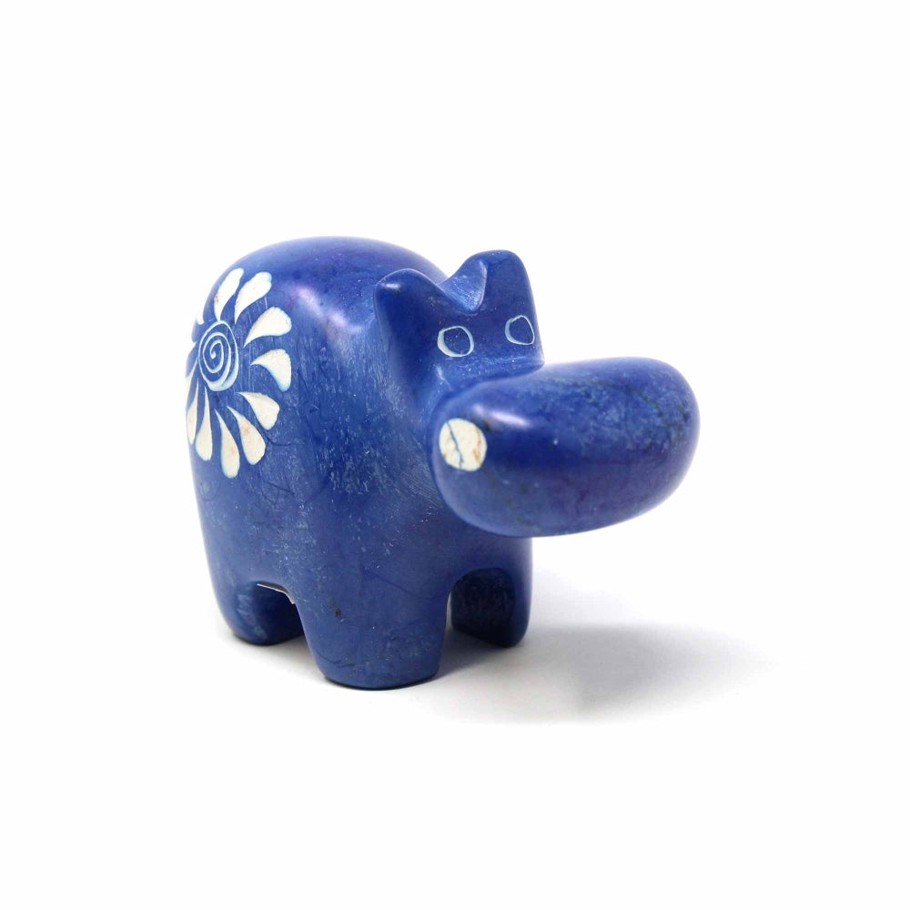 Handcrafted Blue Soapstone Hippo - Smolart    Home Decor Supply | Online Retail | ShoreShopper.com