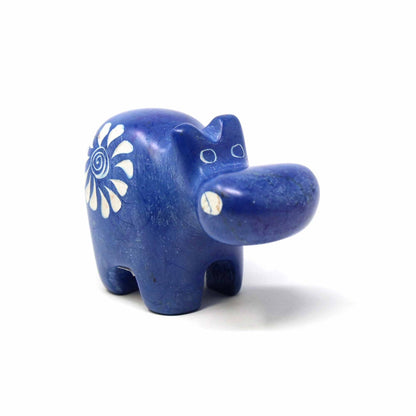 Handcrafted Blue Soapstone Hippo - Smolart    Home Decor Supply | Online Retail | ShoreShopper.com