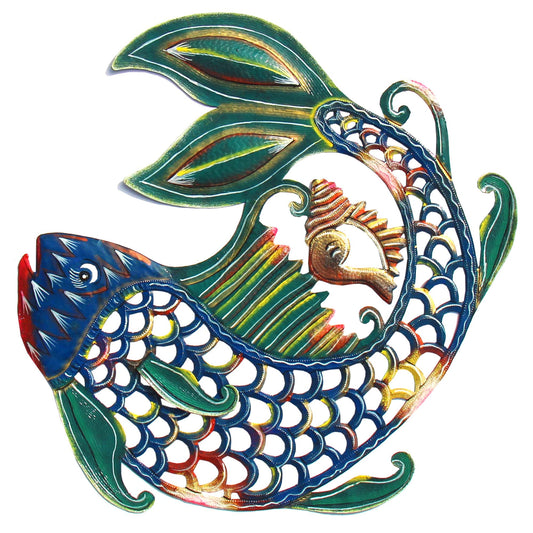 24 inch Painted Fish & Shell - Caribbean Craft    Home Decor Supply | Online Retail | ShoreShopper.com