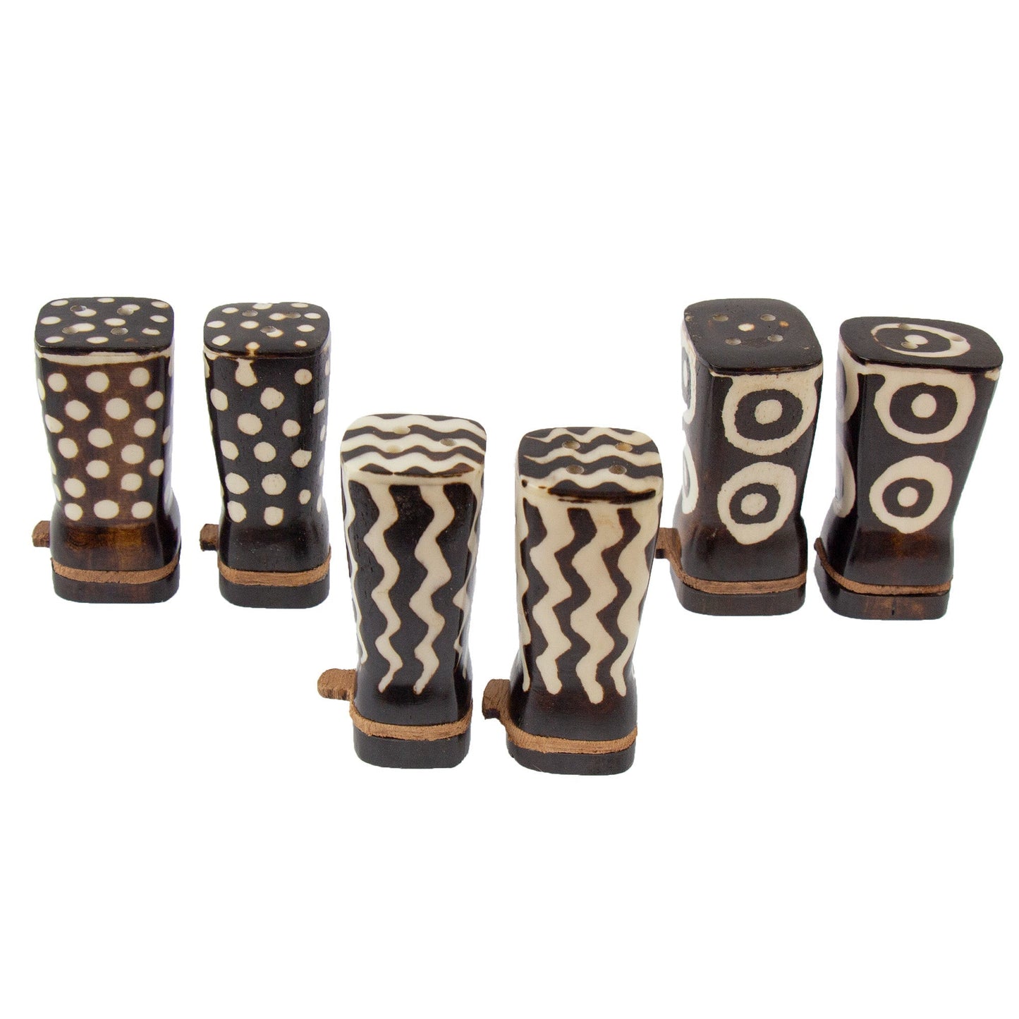African Natural Bone Salt & Pepper Shakers, Traditional Batik Designs    Home Decor Supply | Online Retail | ShoreShopper.com