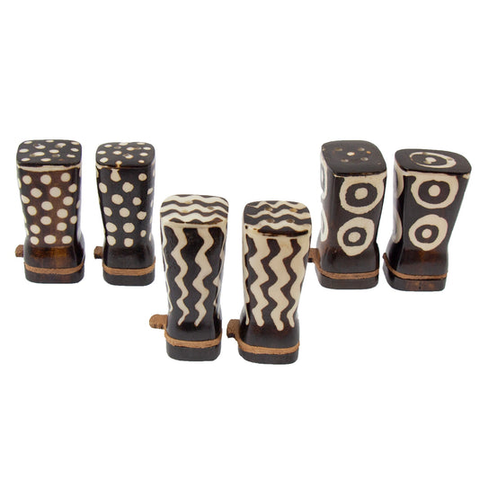 African Natural Bone Salt & Pepper Shakers, Traditional Batik Designs    Home Decor Supply | Online Retail | ShoreShopper.com
