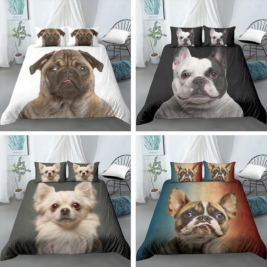 3D Digital Printing Three-piece Sanding Kit Pug Cartoon    Home Decor Supply | Online Retail | ShoreShopper.com
